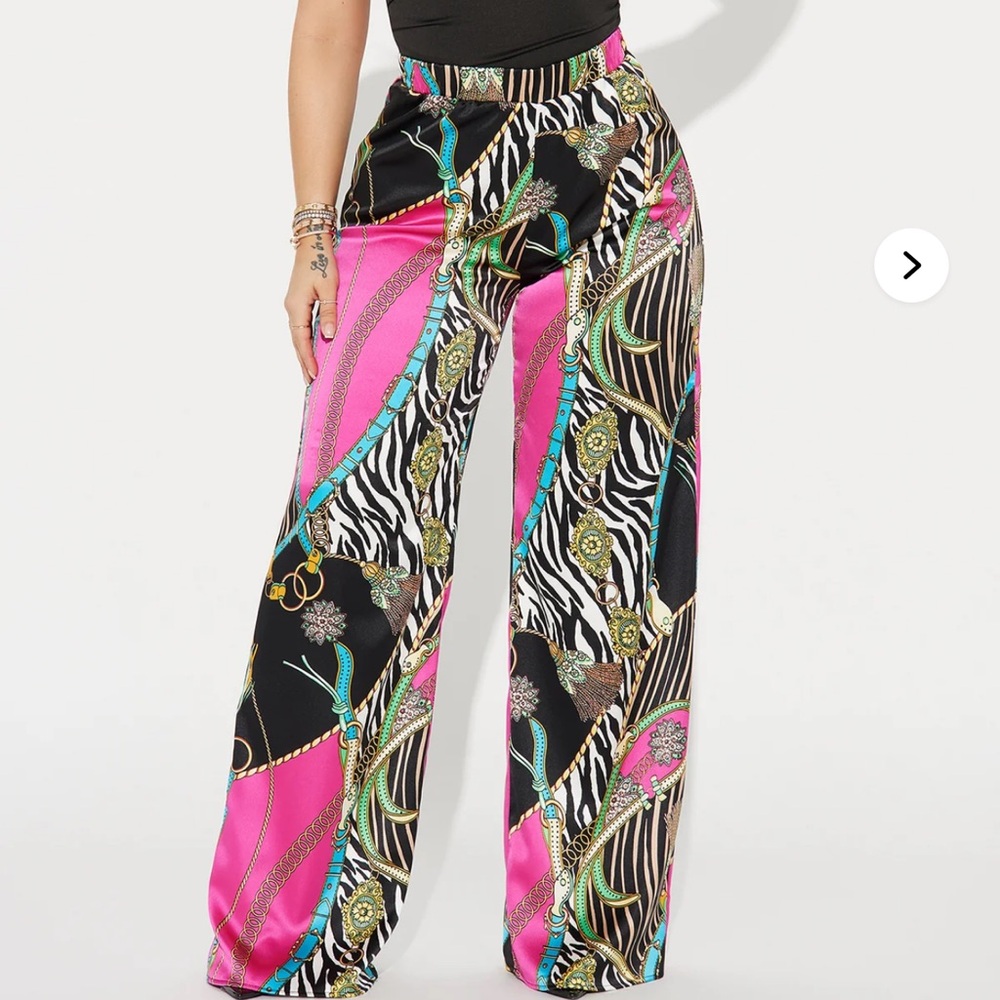 Fashion Nova Pink and Black Wide Leg Pants